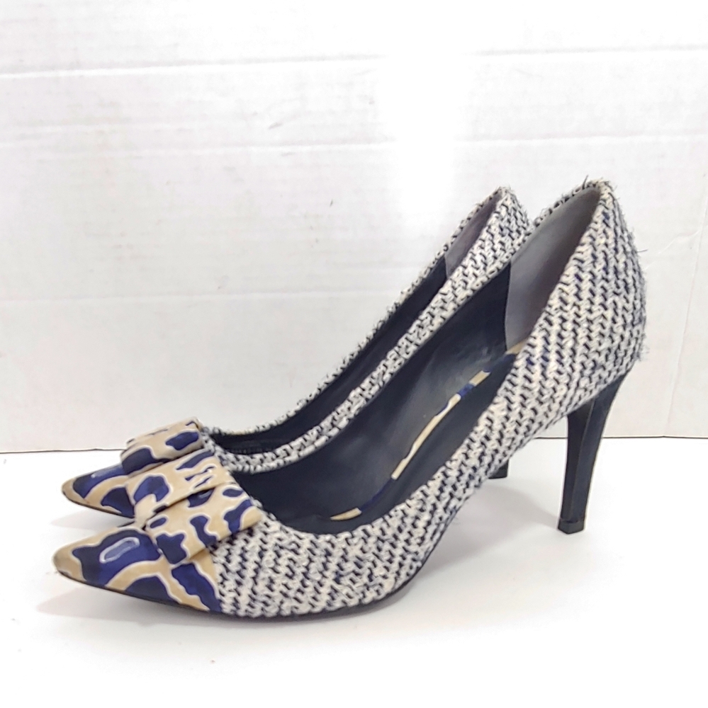Tory Burch Cleo tweed heels with silk bow